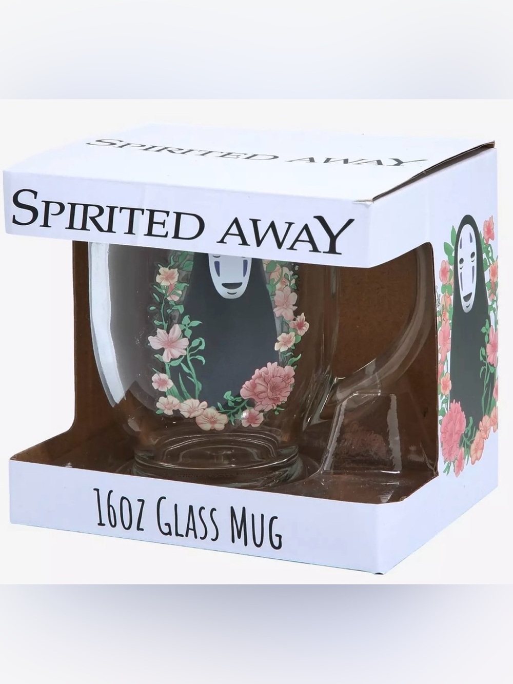 Studio Ghibli Spirited Away No-Face Floral Glass Mug